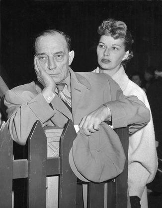 Buster Keaton and Eleanor Keaton arriving in London July 1952