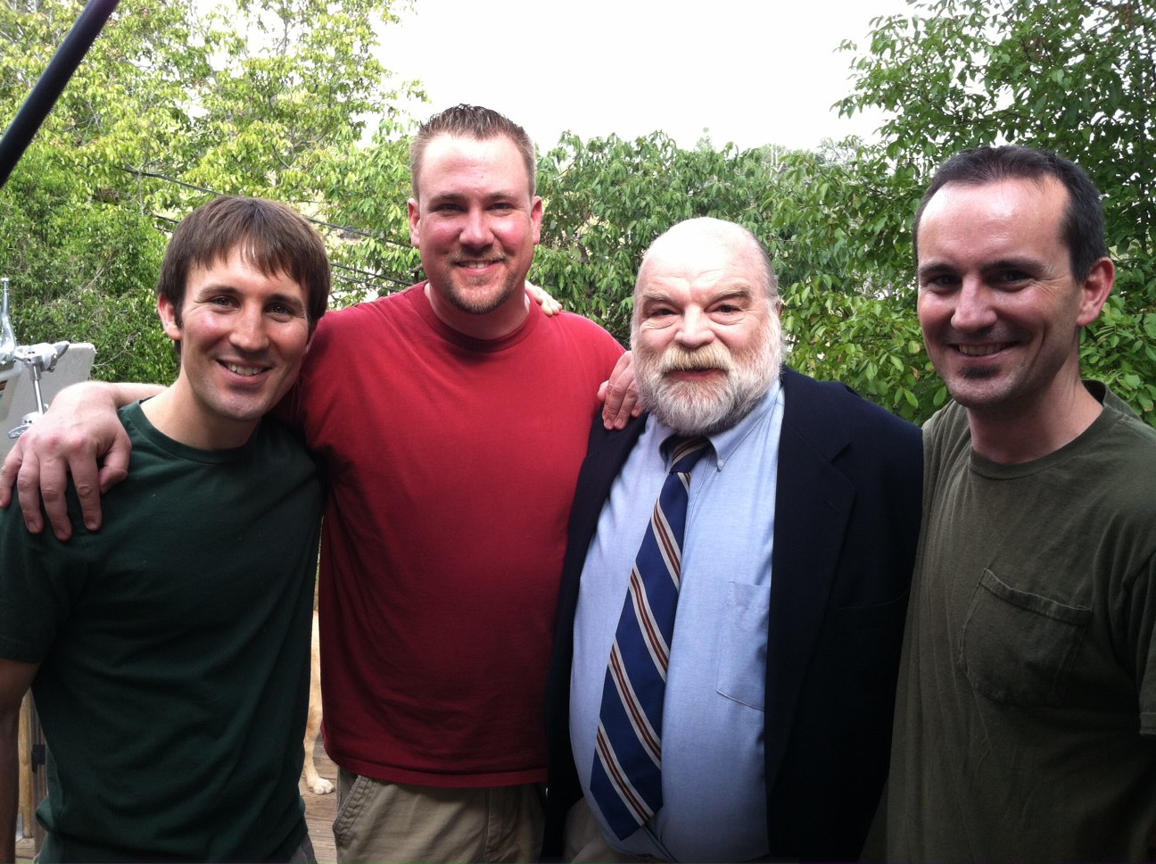 Bo with Richard Riehle, Mike Kopera, and Steve Kopera on the set of THE CABINING