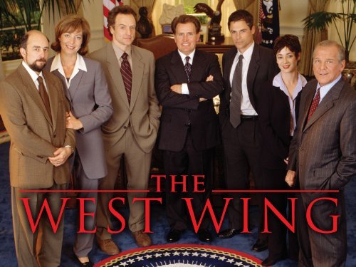 Rob Lowe, Martin Sheen, Allison Janney, Moira Kelly, Richard Schiff, John Spencer and Bradley Whitford in The West Wing (1999)