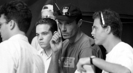 Patrick Kelly (Director of Photography), Jay C. Resar (Associate Producer), Simon Clarke (Director), and Jack Noone (1st Assistant Director) on the set of 