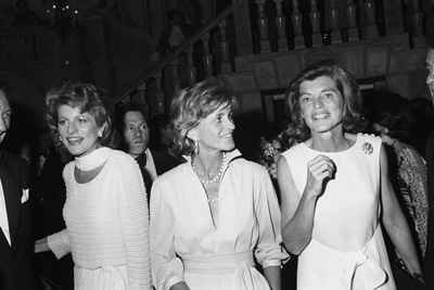 Eunice Kennedy Shriver with Patricia Kennedy Lawford and Jean Ann Kennedy Smith at a fashion show to benefit the Special Olympics