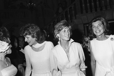 Eunice Kennedy Shriver with Patricia Kennedy Lawford and Jean Ann Kennedy Smith at a fashion show to benefit the Special Olympics