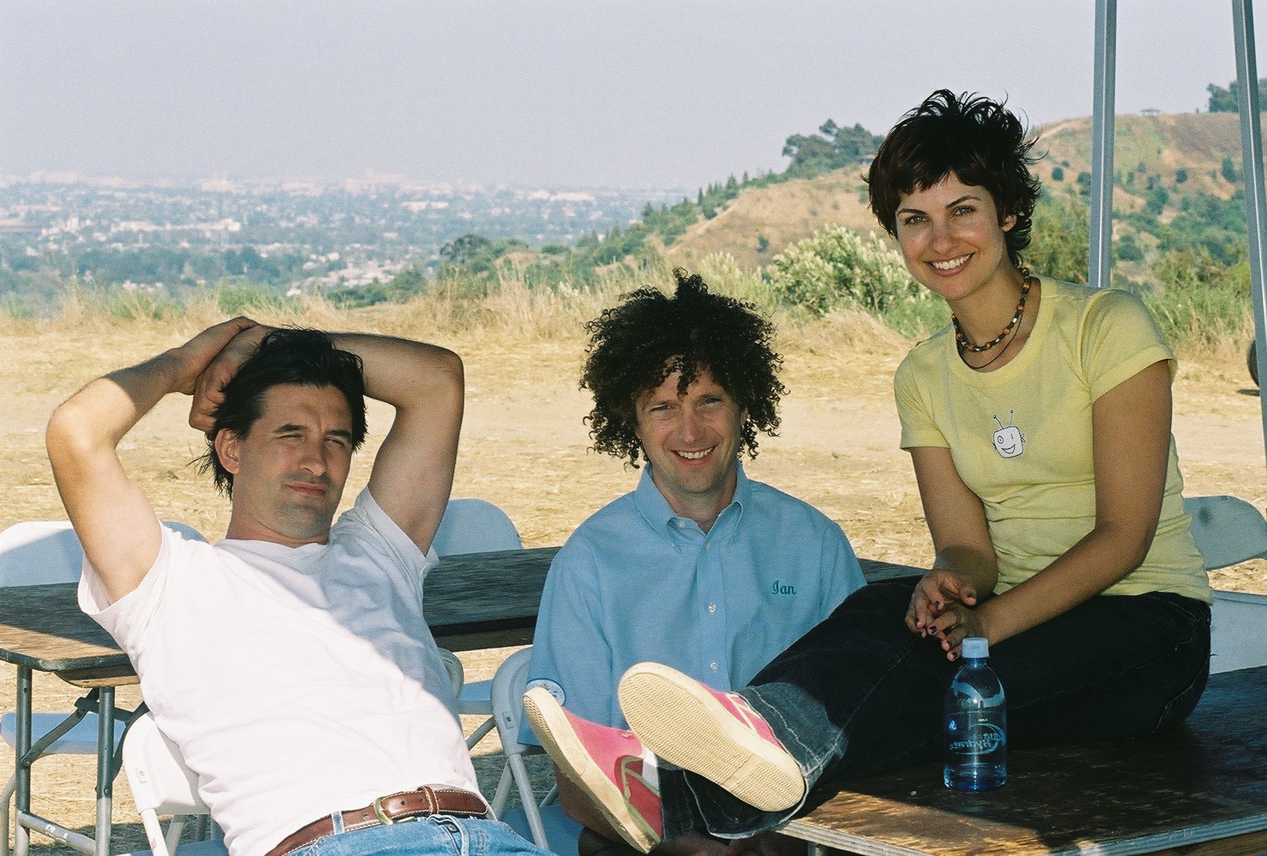 Dagney Kerr with Billy Baldwin and David Fenner on the set of 'Park'
