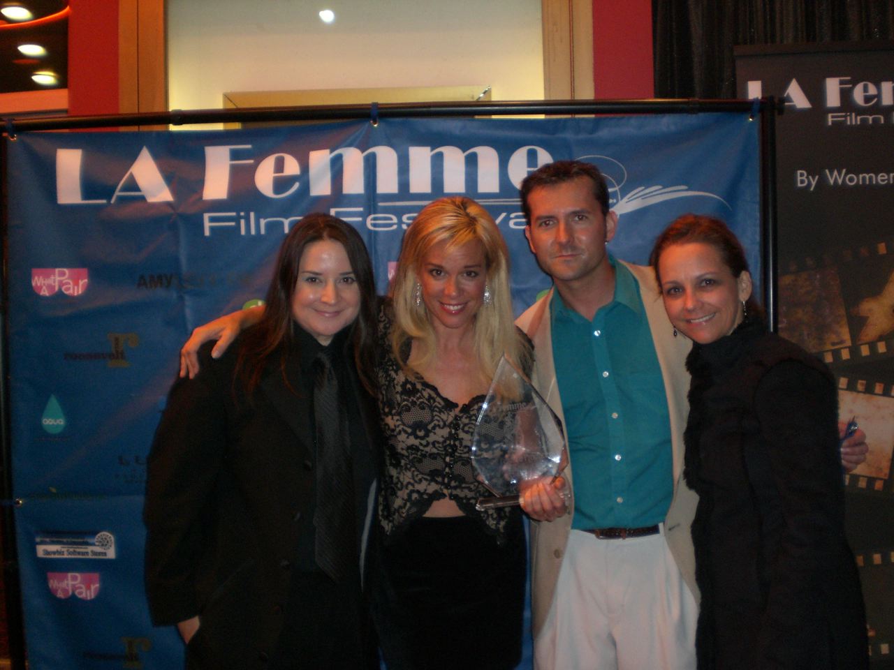 James Kerwin with Sandra Valls, Chase Masterson, Sarah Nean Bruce at La Femme Film Festival