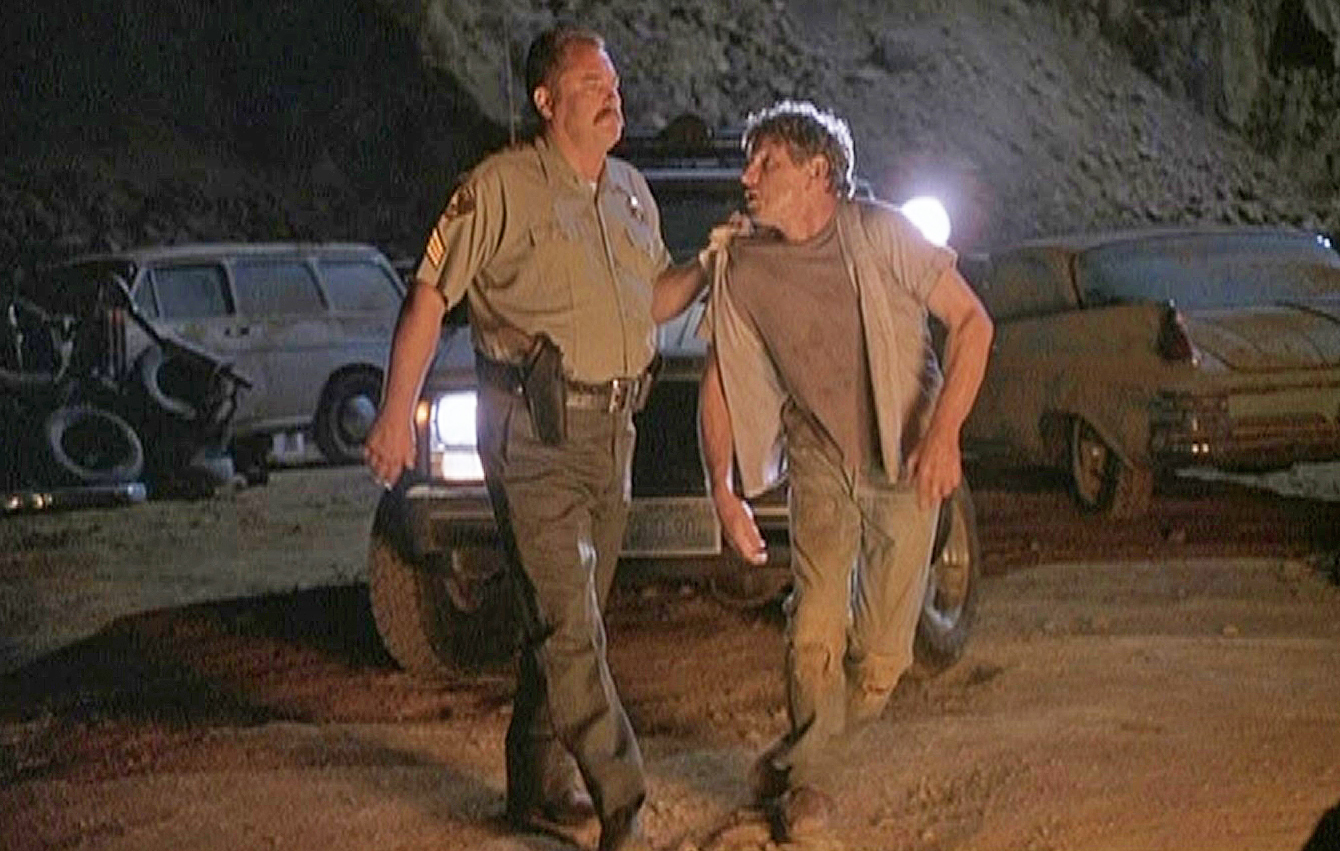 Still from DISAPPEARANCE - Jeremy Kewley as Deputy Sheriff Richards and Roger Newcombe as Lester.