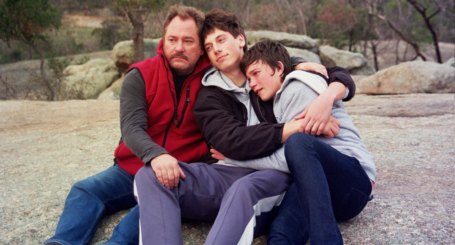 Still from LOCKER - Bill Kelly (Jeremy Kewley), Tim Kelly (Lincoln Younes), Jake Kelly (Josh Geary).