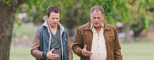 Still from NEWMAN with Dean Kirkright and Jeremy Kewley.