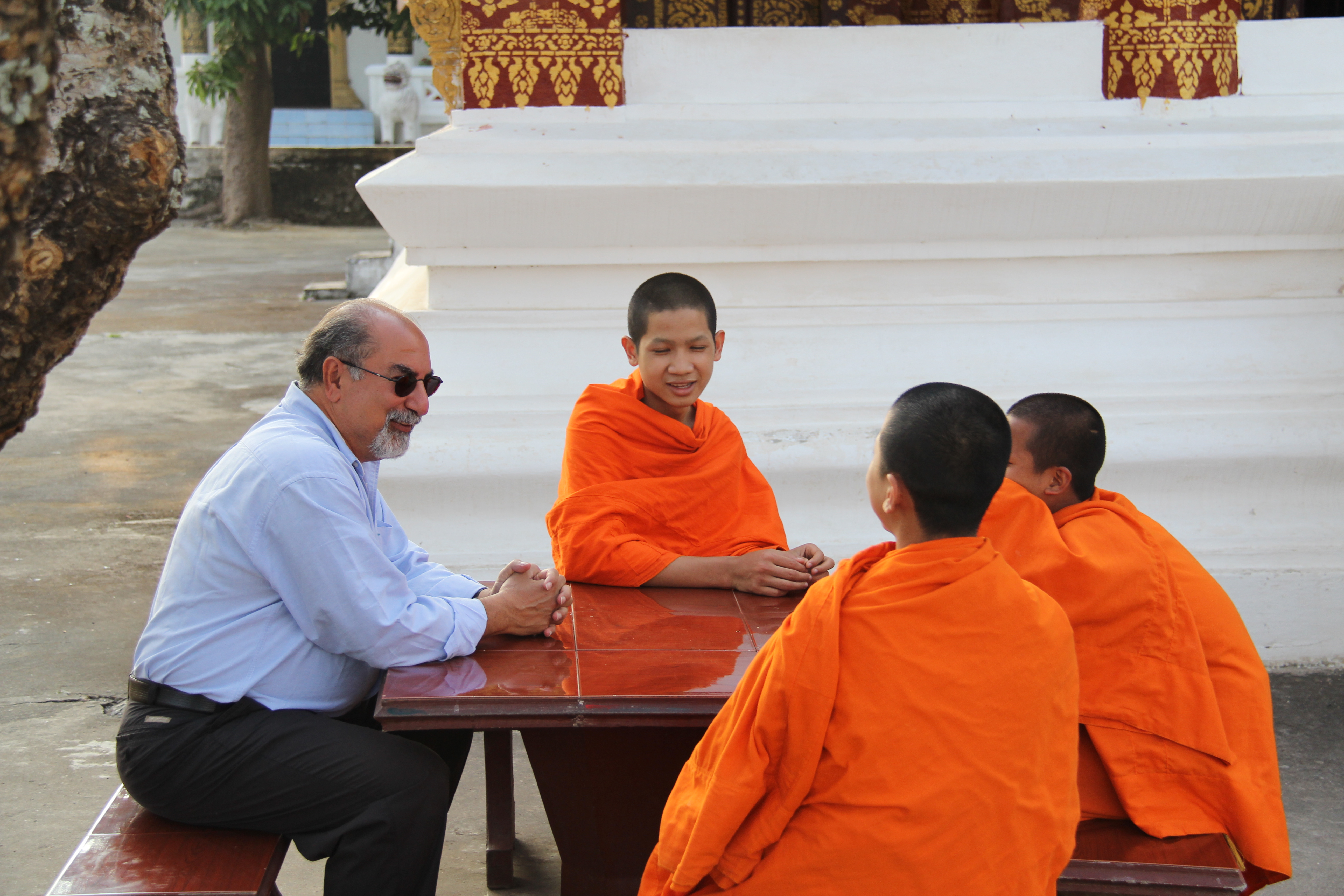 Talking with young monks in Myanmar