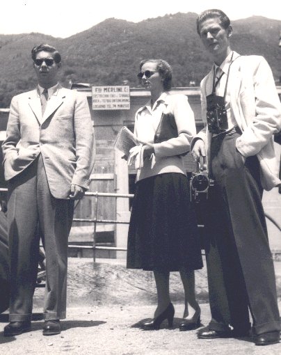 Ex-King Michael of Romania and wife, princess Anne of Bourbon-Parma with Fred R. Krug in 1949