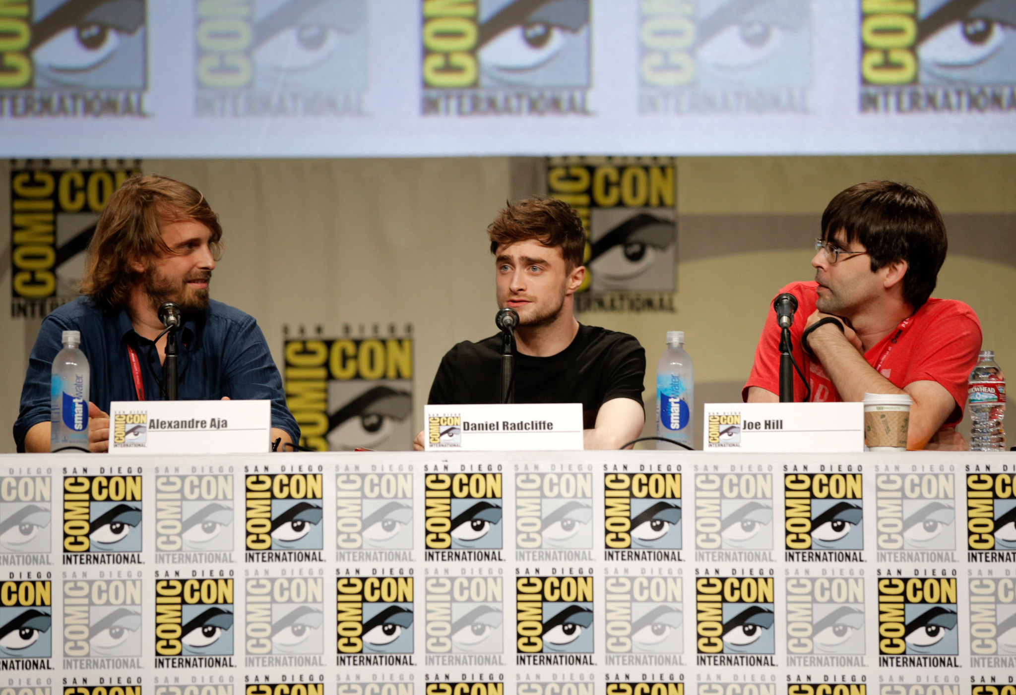 Alexandre Aja, Joe Hill and Daniel Radcliffe at event of Horns (2013)