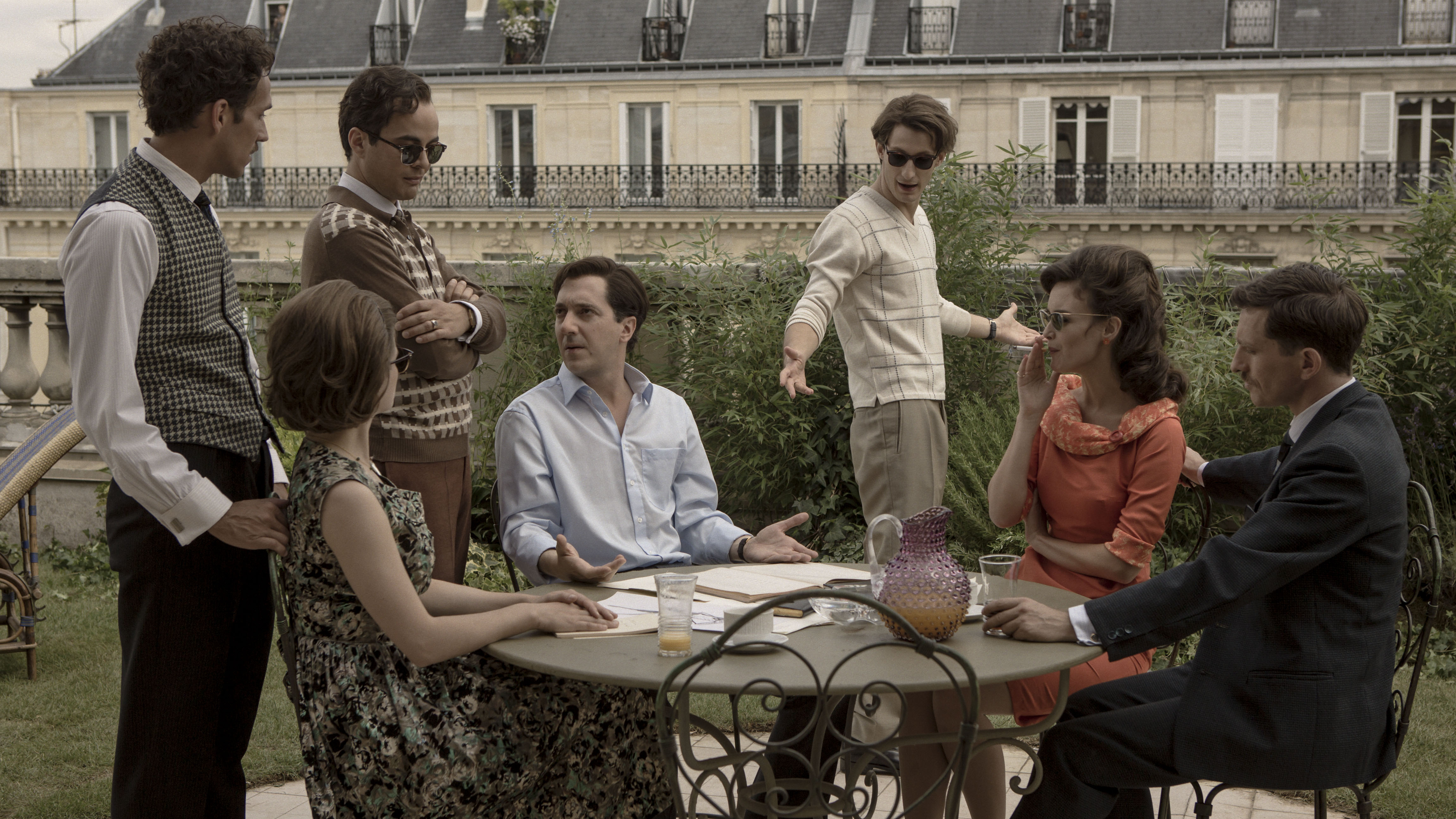 Ruben Alves, Nikolai Kinski, Guillaume Galliene, Pierre Niney and Charlotte Le Bon in Yves Saint Laurent (2014)