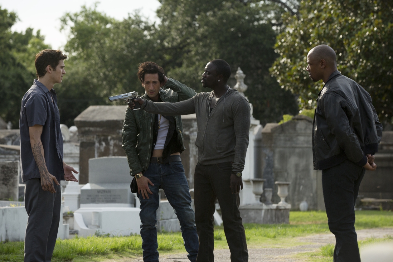 Still of Adrien Brody, Hayden Christensen, Tory Kittles and Akon in Amerikietiskas apiplesimas (2014)