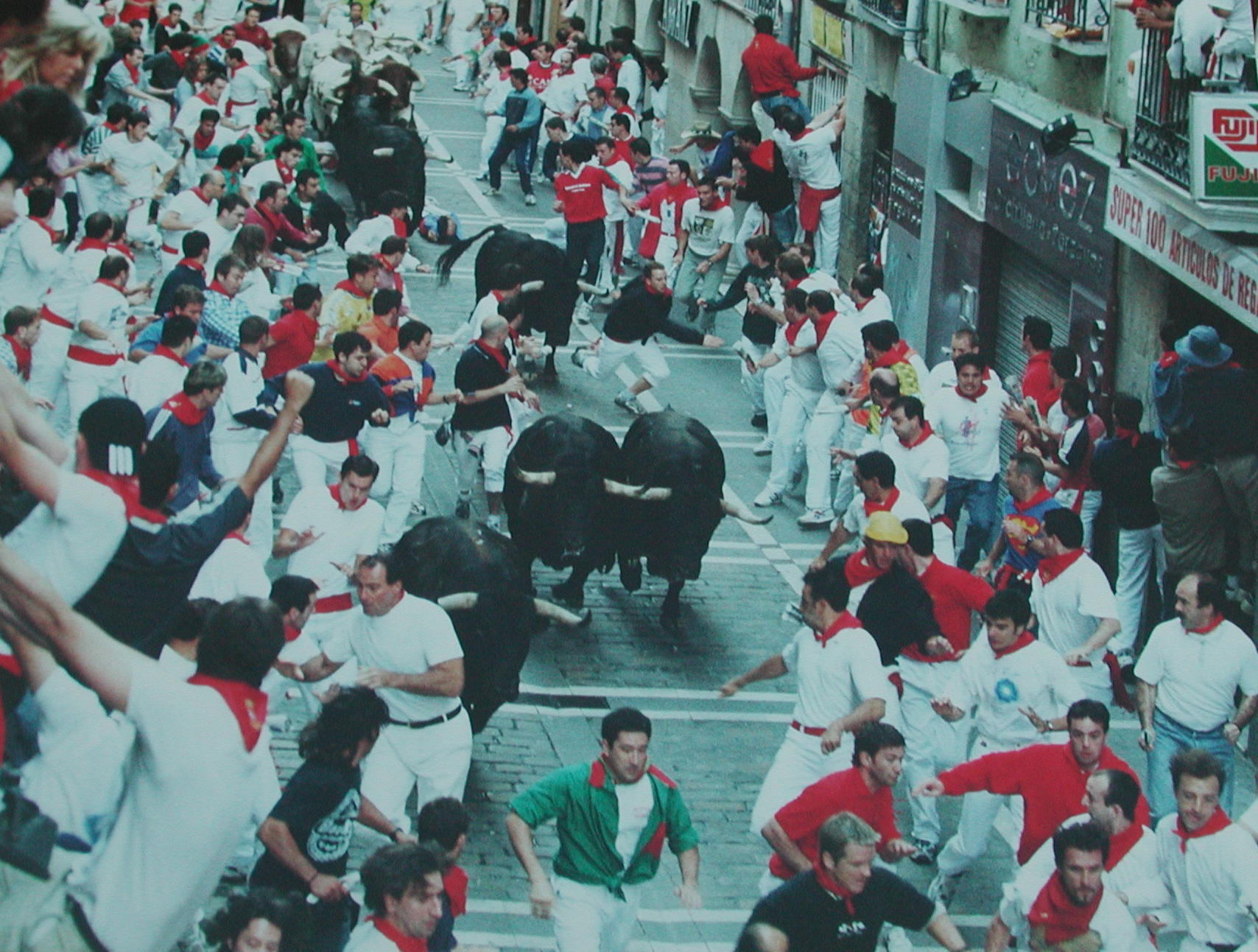 Running with the Bulls in Pamplona, Spain 2001