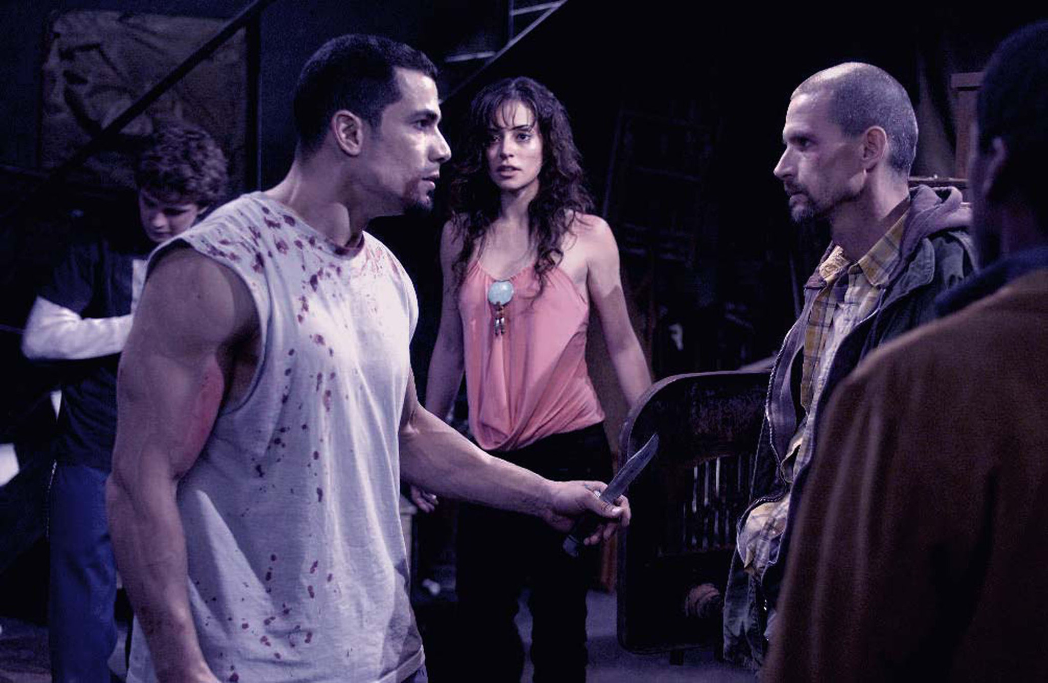 Still of Wil Burd, Erik Knudsen, Emmanuelle Vaugier and Franky G in Saw II (2005)