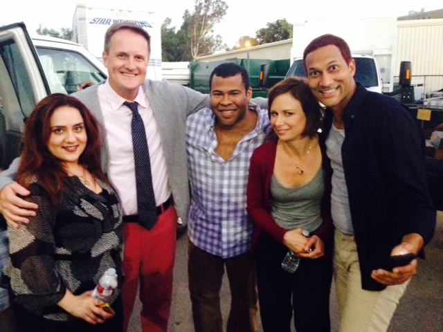 Artemis Pebdani, Matt Knudsen, Jordan Peele, Mary Lynn Rajskub and Keegan-Michael Key on the set of Key and Peele.