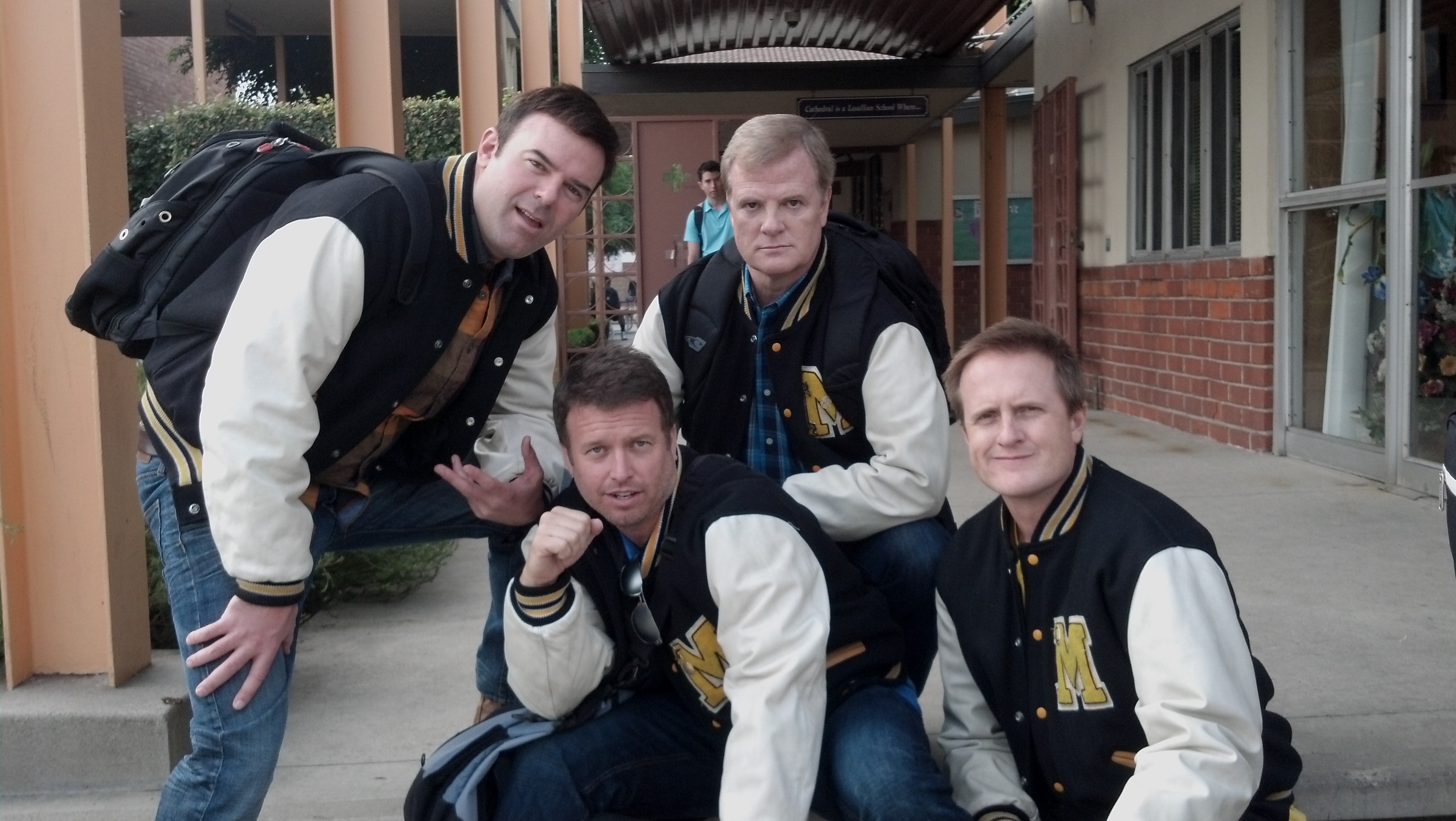 Kevin Linehan, Jerry Lambert, Ryan McGee and Matt Knudsen on the set of Drama High