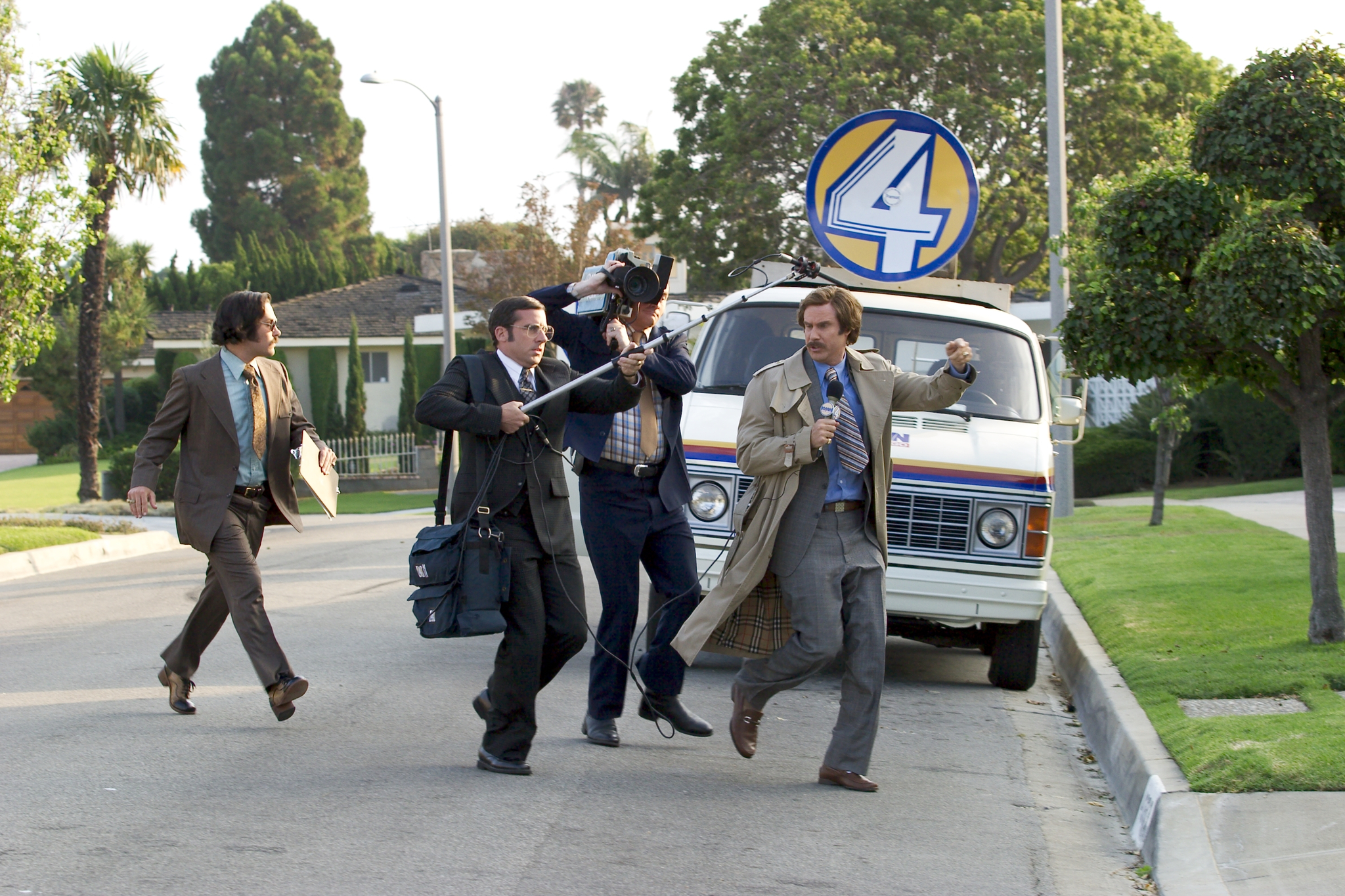 Still of Will Ferrell, Steve Carell, David Koechner and Paul Rudd in Ziniu vedejas: Rono Burgundzio legenda (2004)