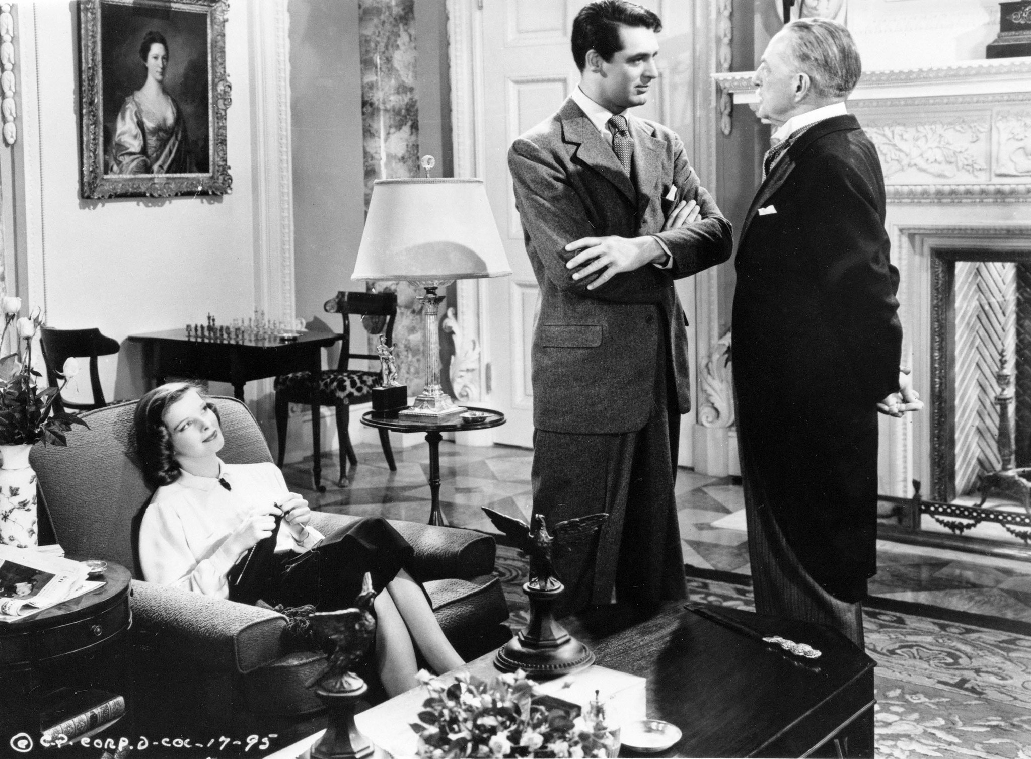 Still of Cary Grant, Katharine Hepburn and Henry Kolker in Holiday (1938)