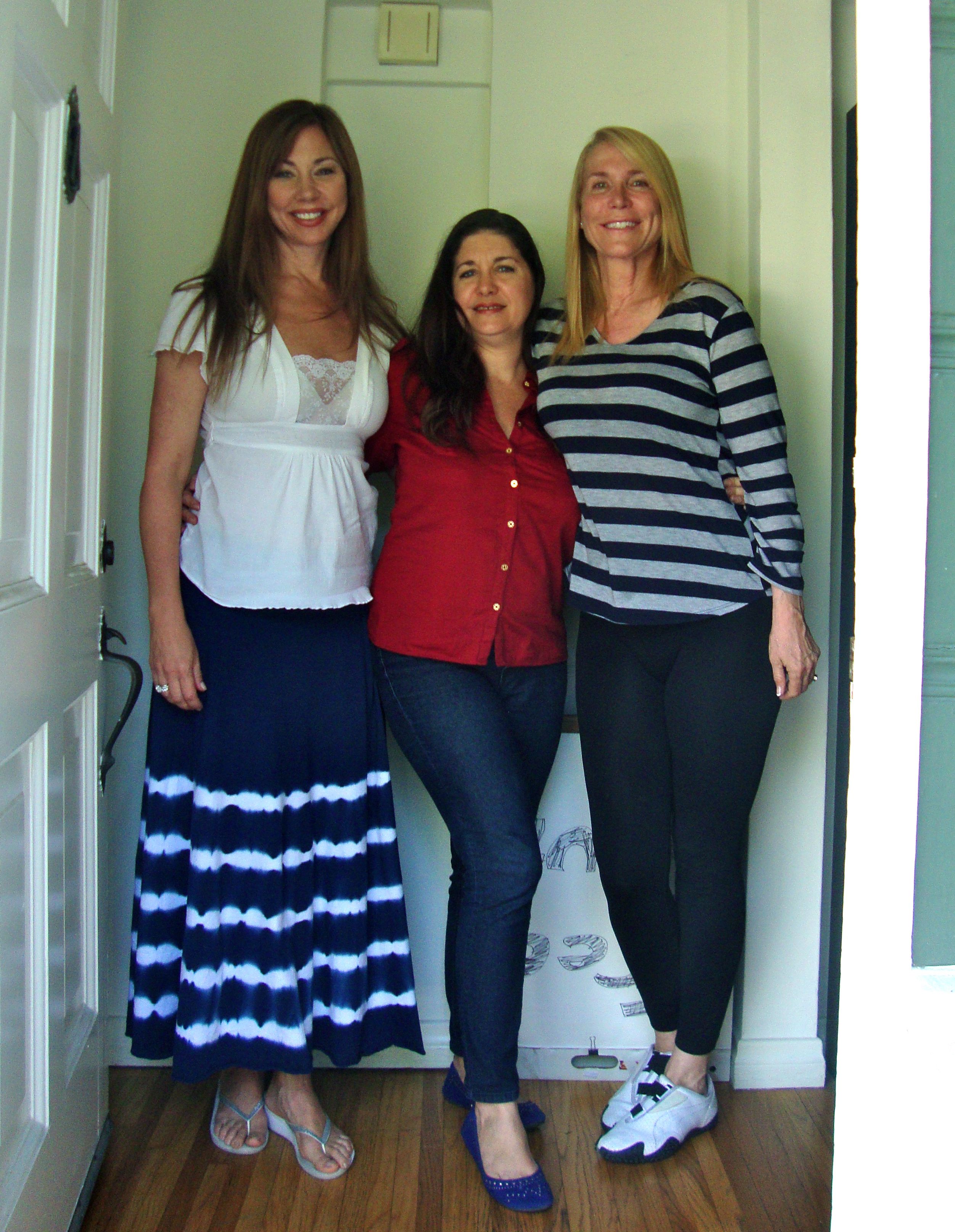 Kim Kopf, Almy Alonso, and Tracy Brooks Swope on set of A Tennis Shoe in the Street