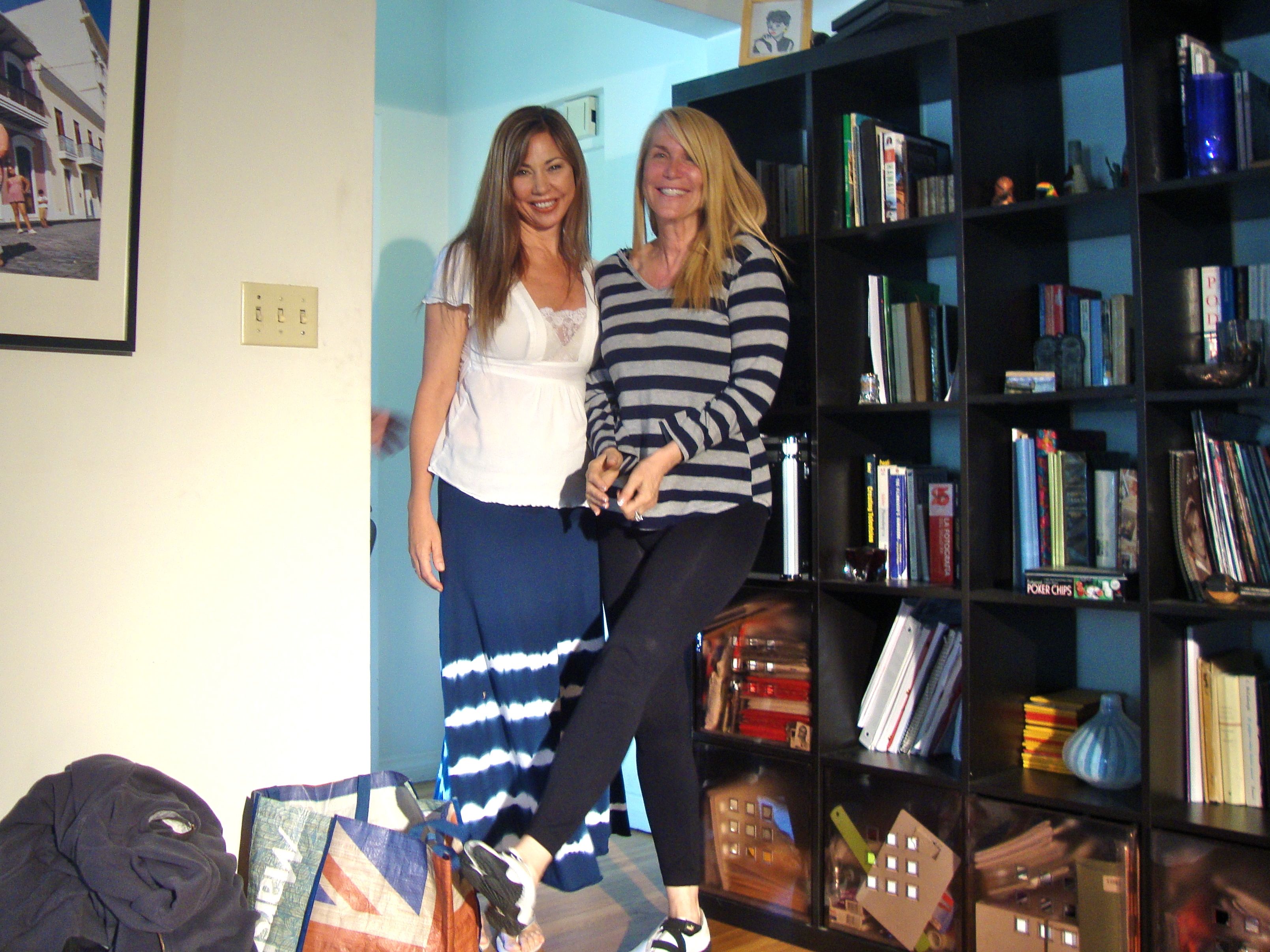 Kim Kopf and Tracy Brooks Swope on set of A Tennis Shoe in the Street