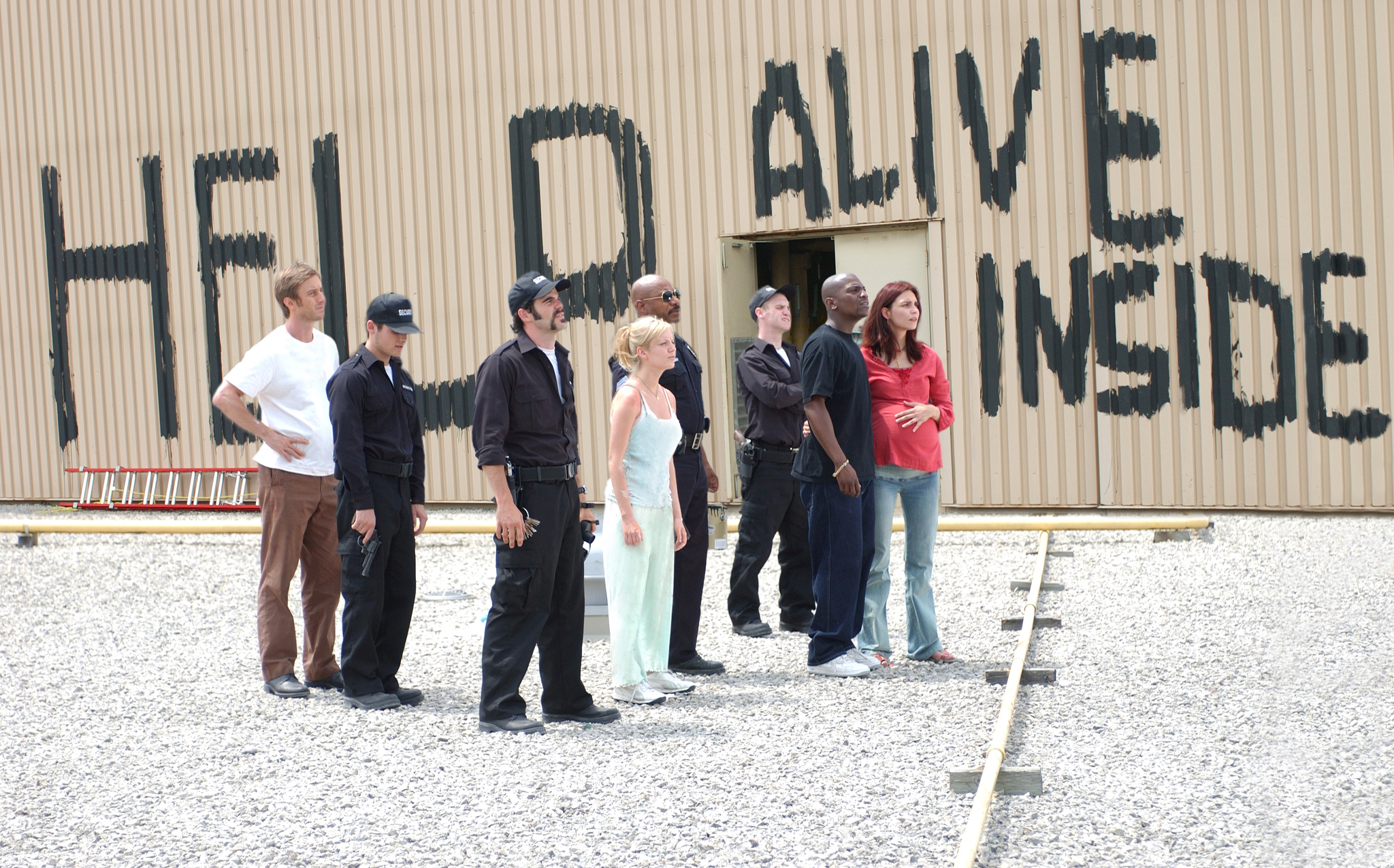 Ving Rhames, Mekhi Phifer, Sarah Polley, Michael Kelly, Inna Korobkina, Jake Weber and Kevin Zegers in Dawn of the Dead (2004)