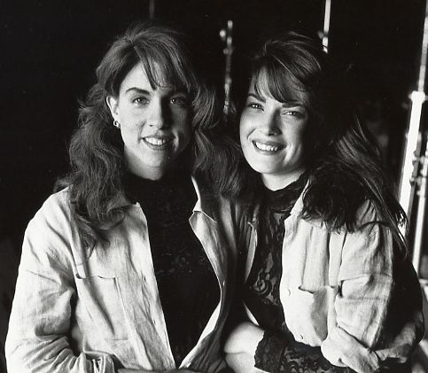 Hannah Kozak with Lara Flynn Boyle on location of the Tom Holland film 