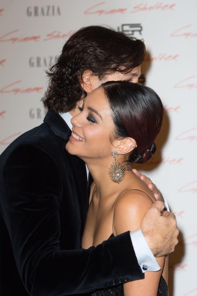 Director Ronald Krauss with actress Vanessa Hudgens at the Gimme Shelter premiere Paris