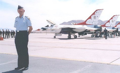 Major Fred R. Krug, U.S. Air Force Aux. CAP, at Thunderbird HQ, Nellis AFB, Nevada in 2001.