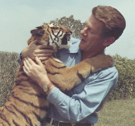 Fred R. Krug with his young Bengal Tiger 