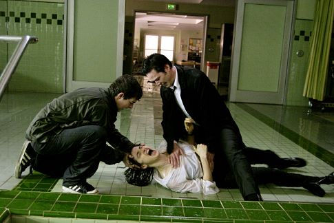 Still of Keanu Reeves, Rachel Weisz and Shia LaBeouf in Constantine (2005)