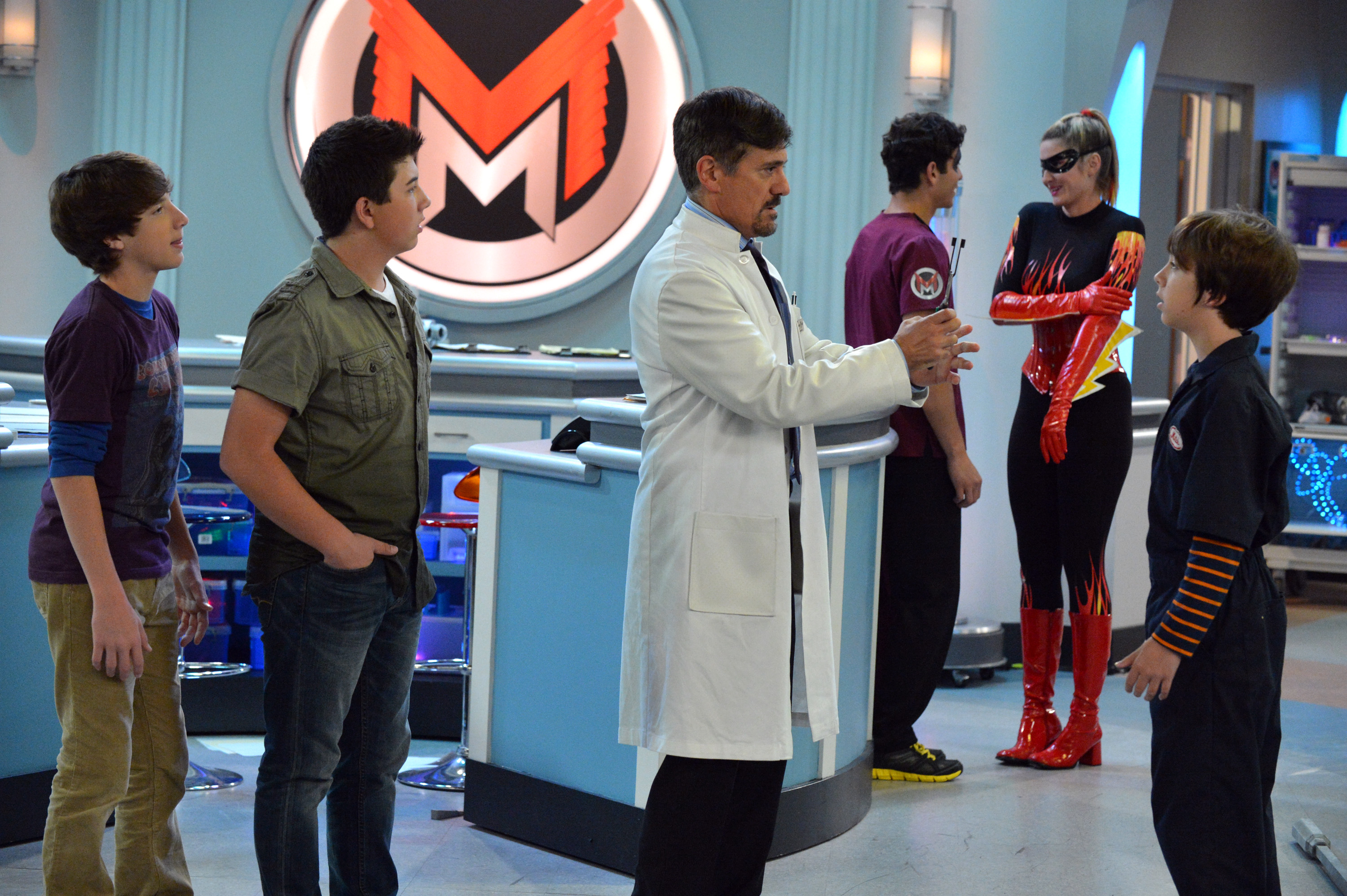 Still of Carlos Lacamara, Bradley Steven Perry, Jake Short and Augie Isaac in Mighty Med (2013)