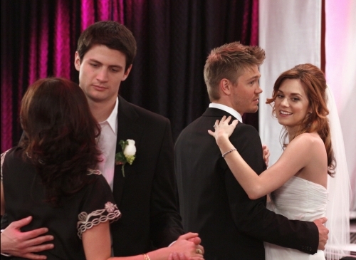 Still of James Lafferty, Chad Michael Murray and Hilarie Burton in One Tree Hill (2003)