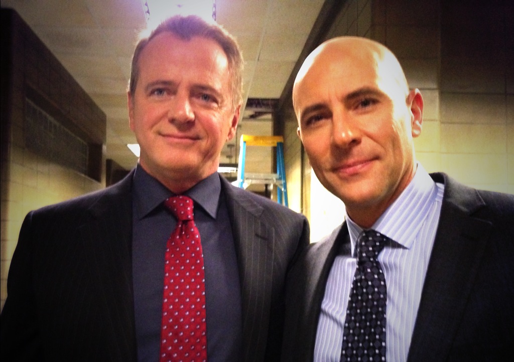 Aidan Quinn & Jordan Lage on set of CBS' ELEMENTARY (2013).