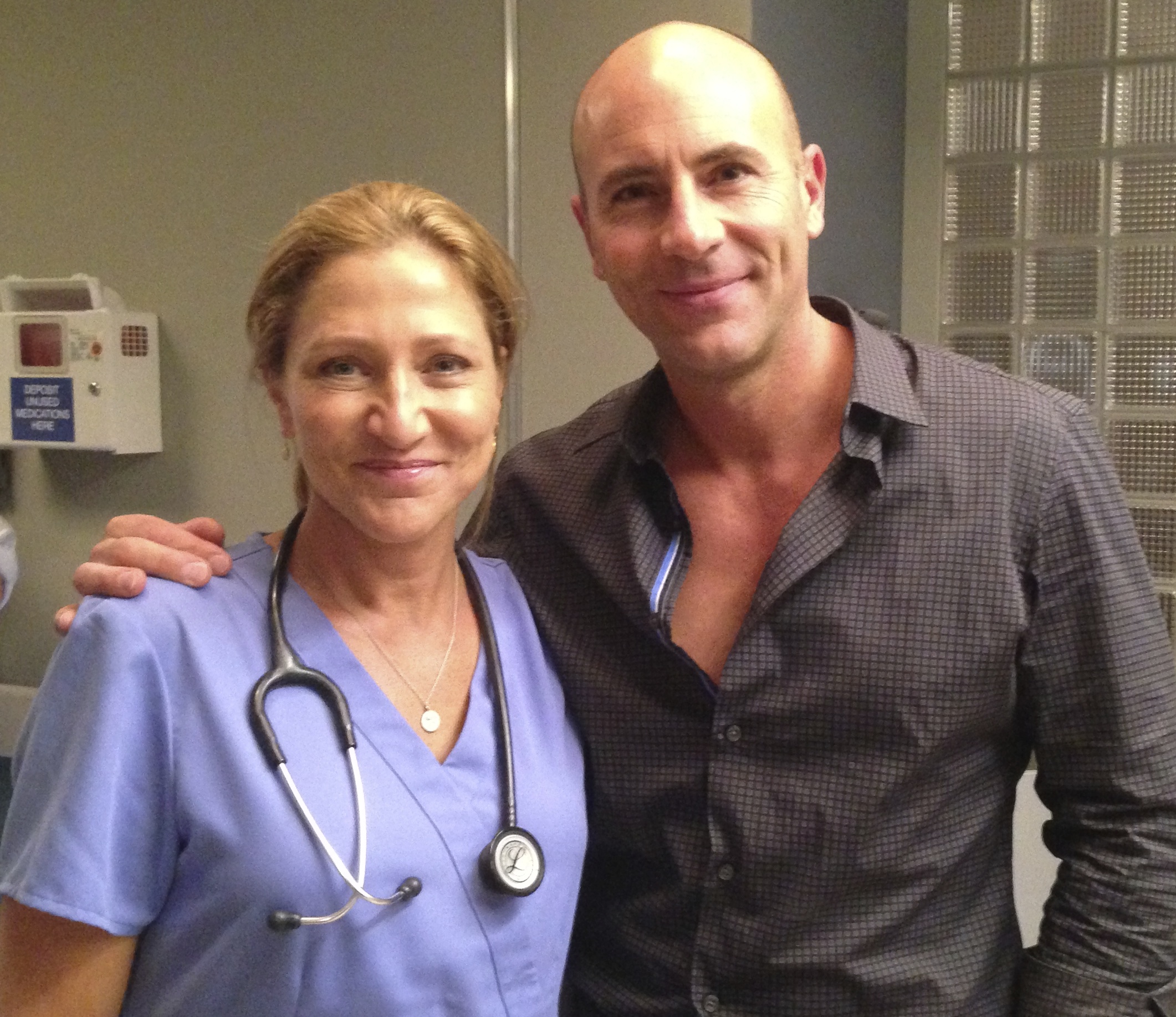 Edie Falco & Jordan Lage on set of Showtime's NURSE JACKIE (2013).