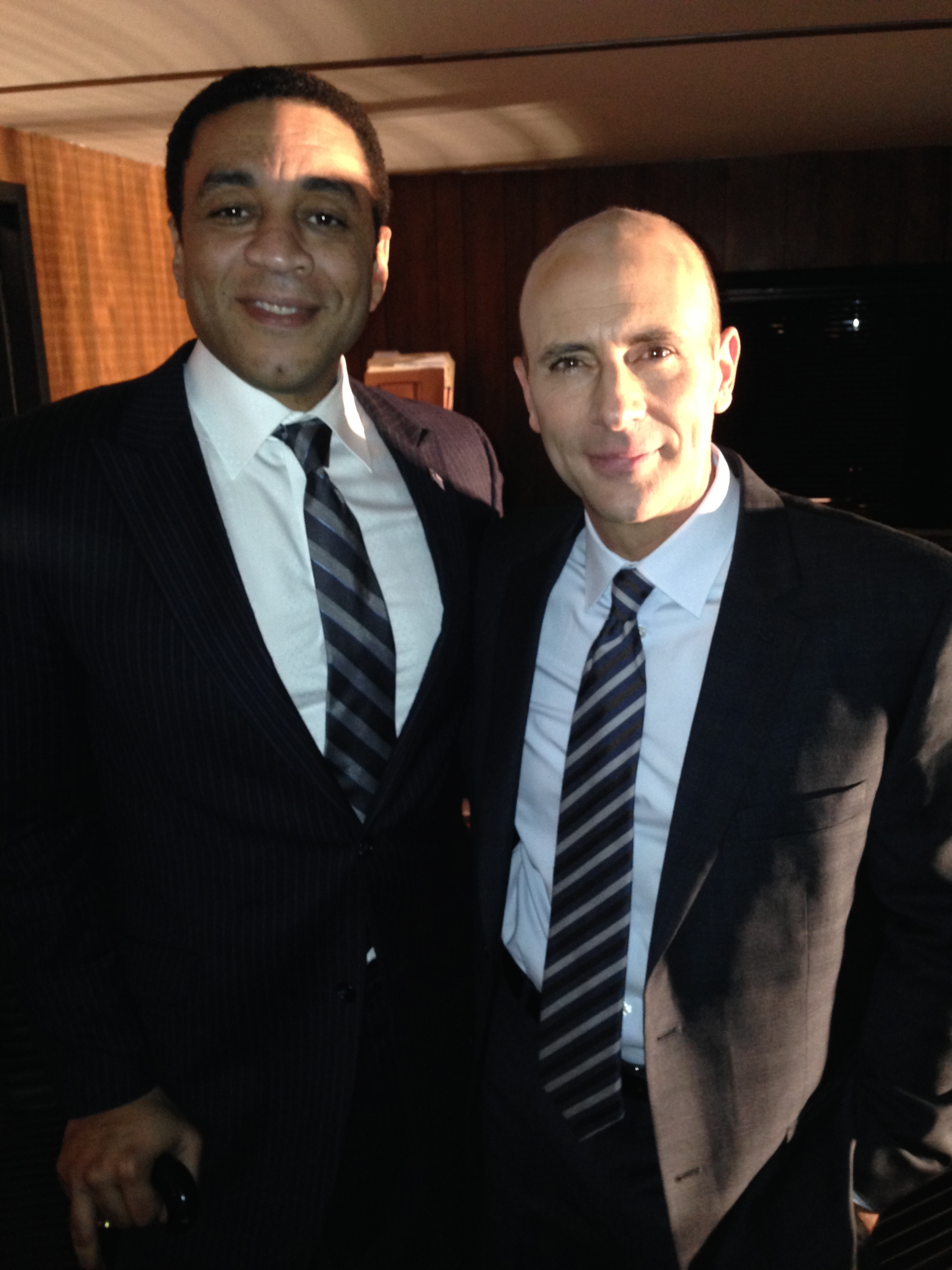 Harry Lennix & Jordan Lage on set of NBC's THE BLACKLIST (2014)