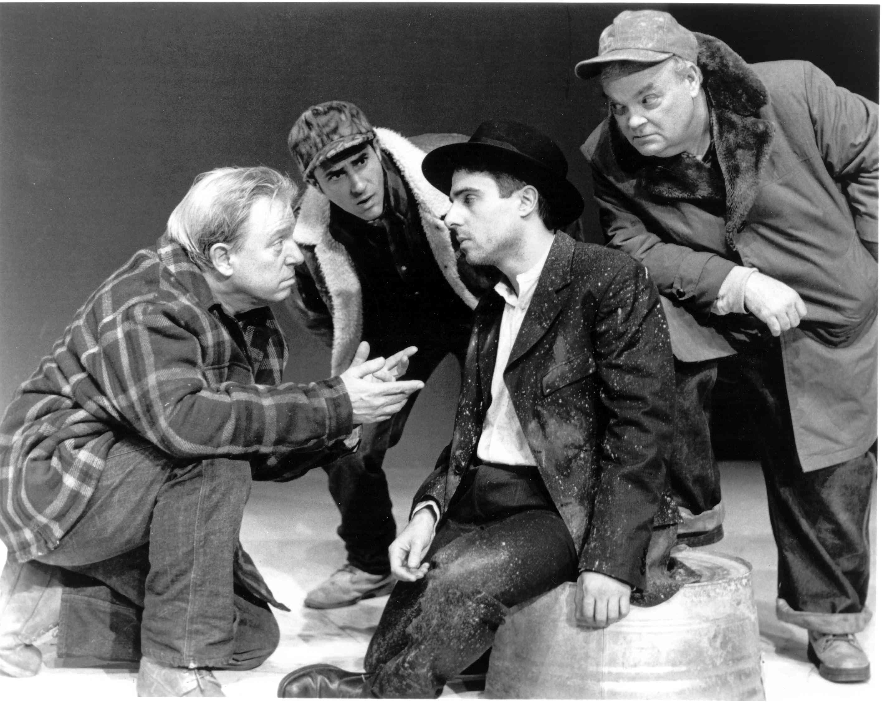 Guy Boyd, Jordan Lage, Neil Pepe, JR Horne in Quincy Long's THE JOY OF GOING SOMEWHERE DEFINITE, Atlantic Theater Company, NYC (1996). Directed by William H. Macy.