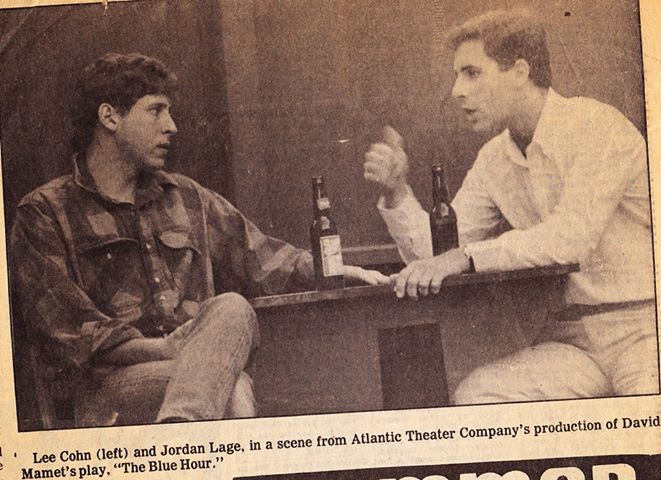 Lee Cohn & Jordan Lage in the inaugural production of the Atlantic Theater Company, David Mamet's YES, BUT SO WHAT? part of an evening of short plays by Mamet that included his THE BLUE HOUR. Montpelier, VT (1985).