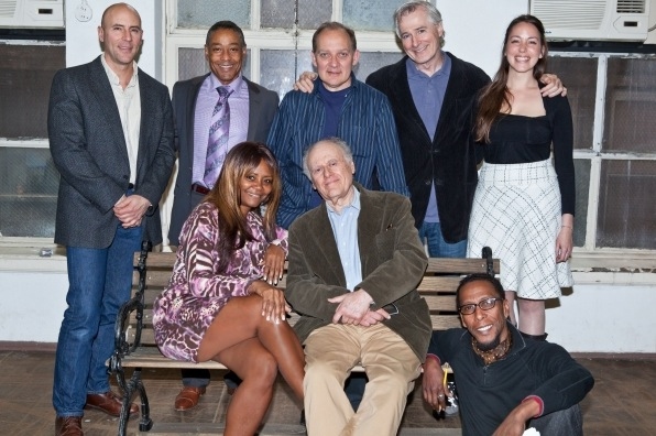 Jordan Lage, Giancarlo Esposito, Zach Grenier, writer/director John Patrick Shanley, AD Julie DeLaurenti, Tonya Pinkins, Bob Dishy, & Ron Cephas Jones in STOREFRONT CHURCH, Atlantic Theater Co., 2012.