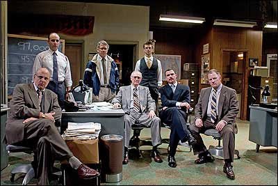 Jeffrey Tambor, Jordan Lage, Tom Wopat, Alan Alda, Fred Weller, Liev Schrieber, & Gordon Clapp on set of the TONY Award-winning Broadway revival of David Mamet's GLENGARRY GLEN ROSS (2005).