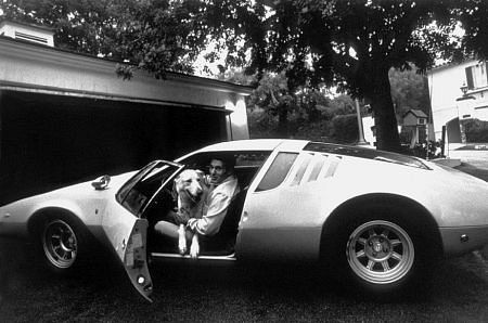 Jack LaLanne at home in Beverly Hills in his 1969 DeTomaso Mangusta
