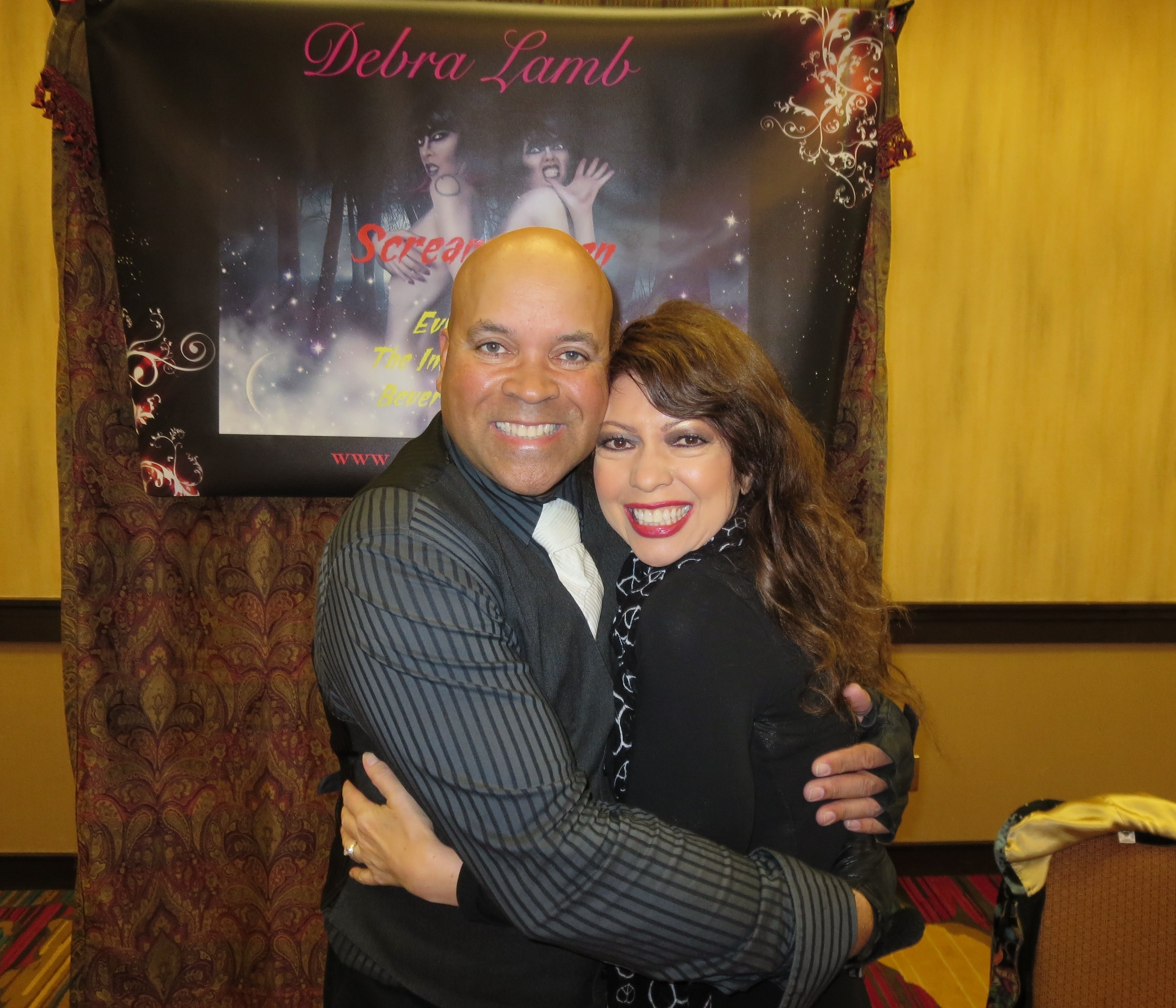 Debra Lamb with columnist/photographer, Oscar Benjamin, at the Twisted Terror Convention, March 29th, 2014 held at the DoubleTree Hotel, Sacramento, CA.