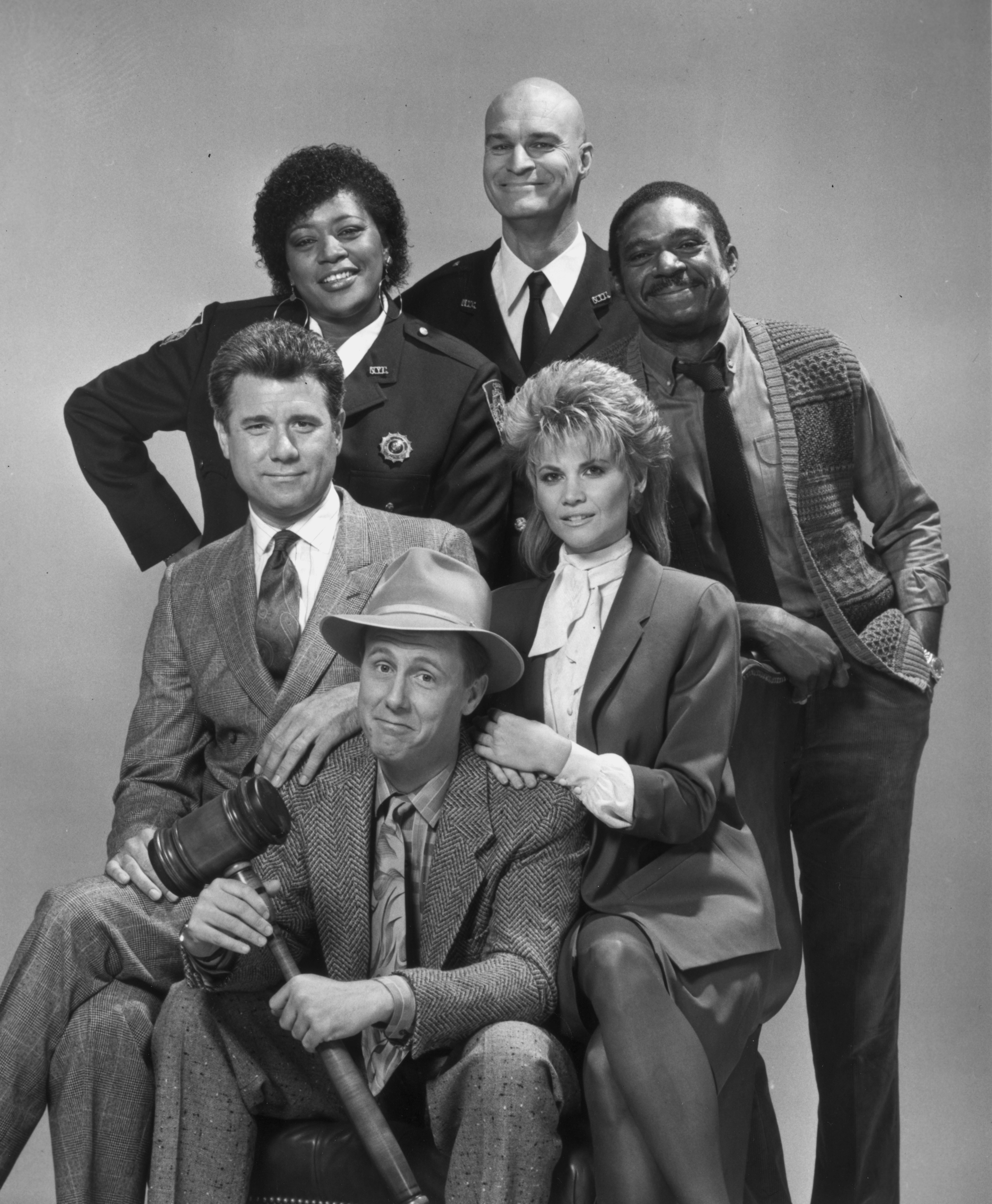 Still of Harry Anderson, John Larroquette, Richard Moll, Markie Post, Charles Robinson and Marsha Warfield in Night Court (1984)