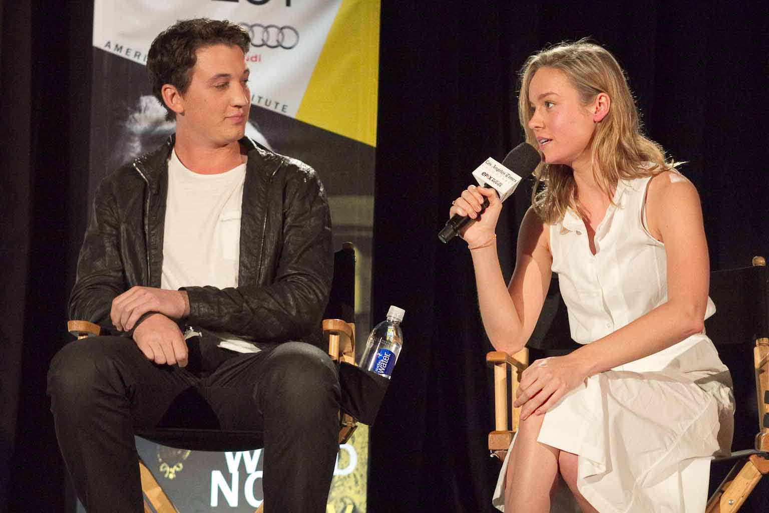 Miles Teller and Brie Larson at the Los Angeles Times Envelope Screening Series: Young Hollywood
