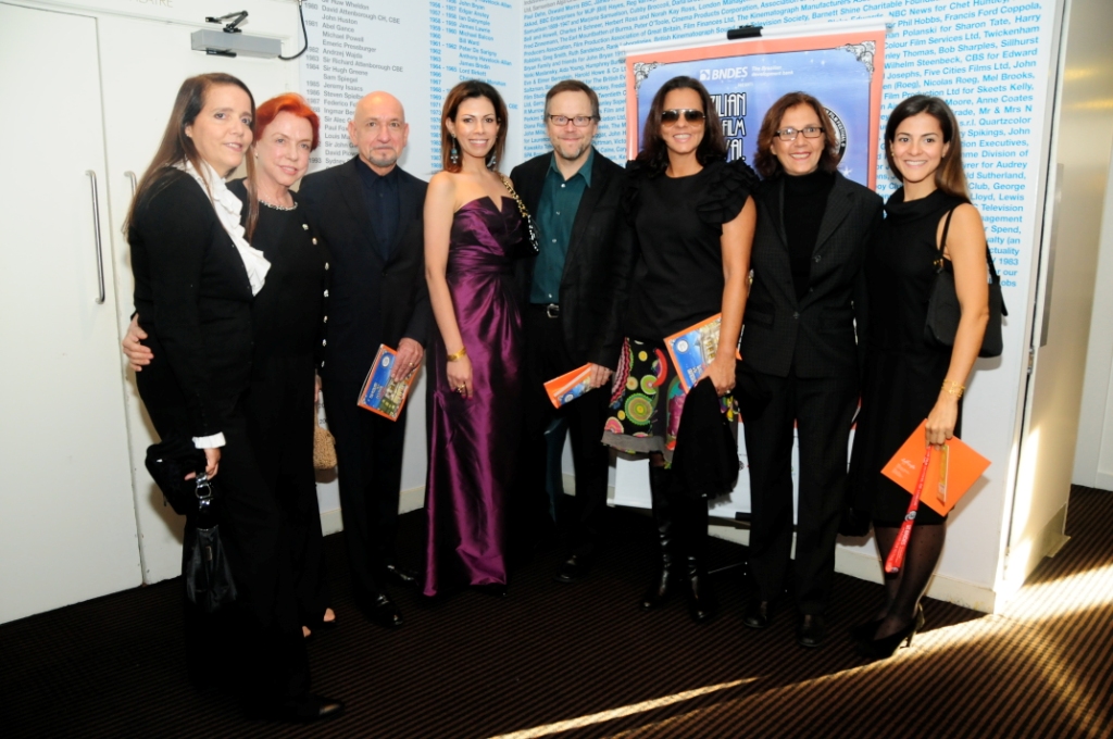 Brazilian Film Festival London Daniela Lavender with Sir Ben Kingsley and Fernando Mereilles at BAFTA.