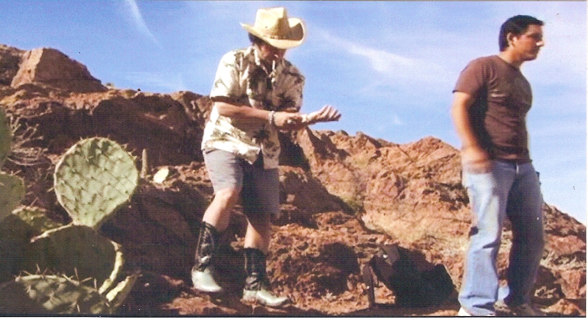 Larry Laverty, always in a cowboy hat, this time as the alcoholic counselor in 'Crooked Tongue' shot just outside of El Paso, Texas