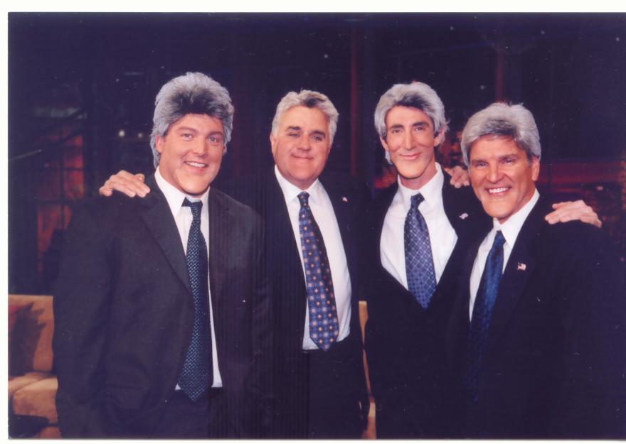 Henry LeBlanc with Jay Leno, as one of the Lennettes.