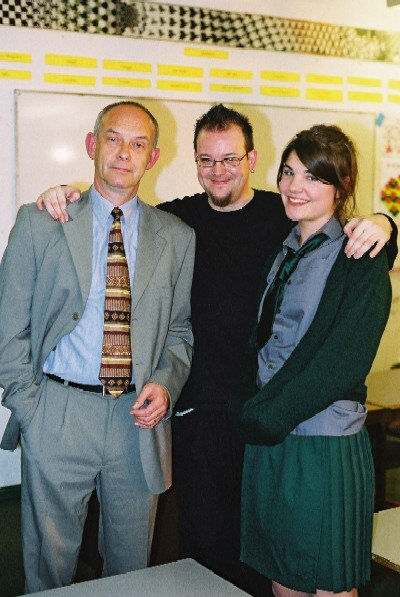 Red Lines stars Doug Bradley and Kirsty Levett with writer/director Frazer Lee (center)