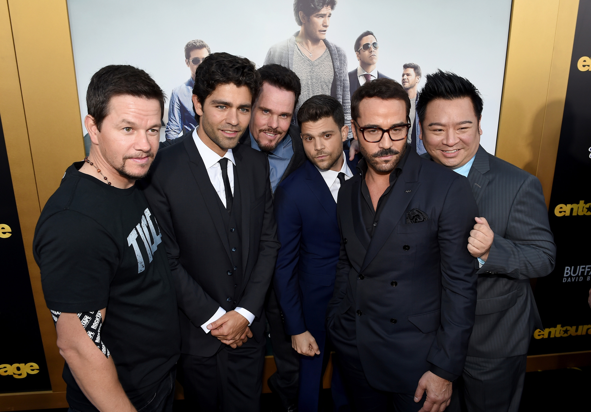 Mark Wahlberg, Kevin Dillon, Adrian Grenier, Jeremy Piven, Rex Lee and Jerry Ferrara at event of Entourage (2015)