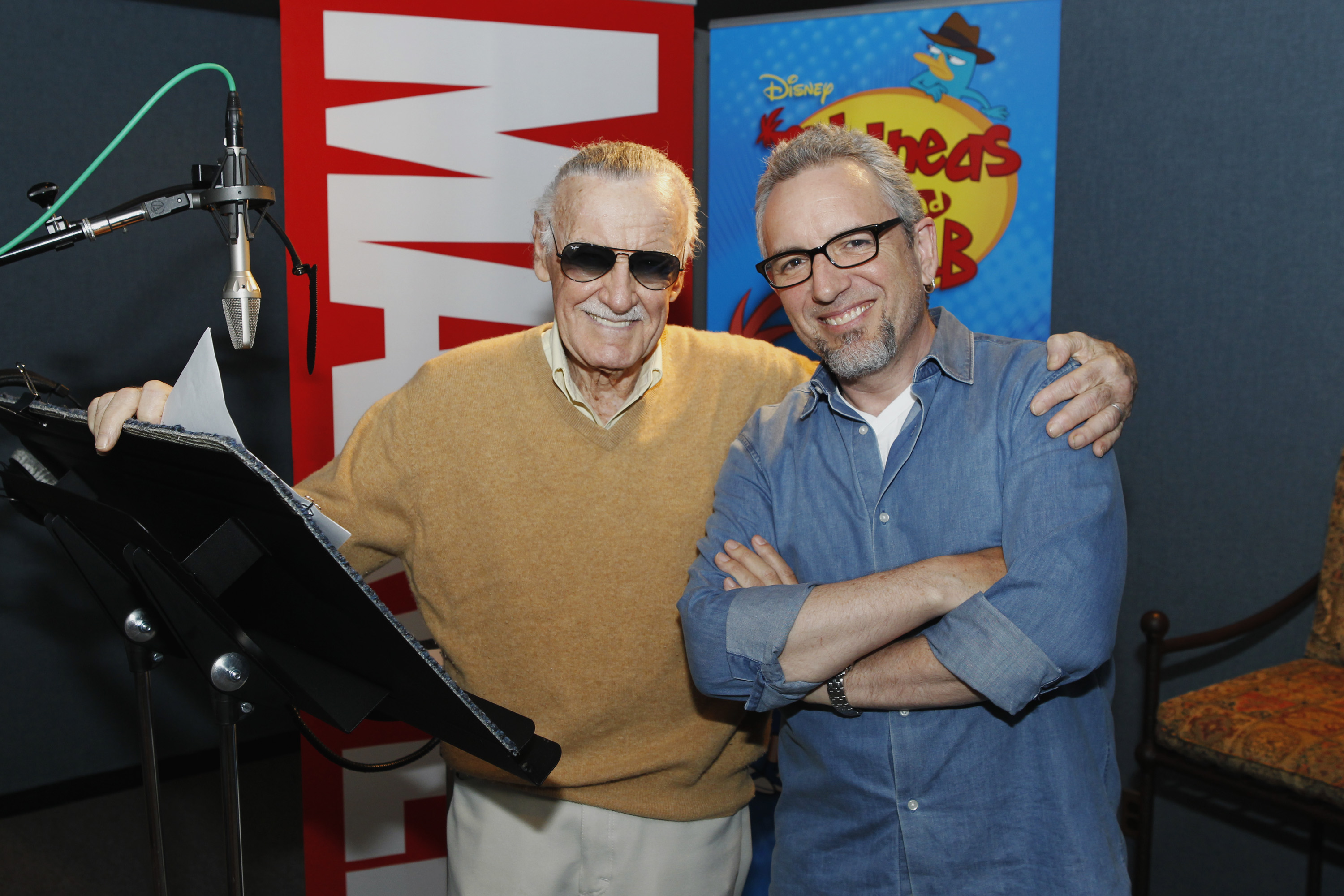 Still of Stan Lee and Jeff 'Swampy' Marsh in Phineas and Ferb (2007)
