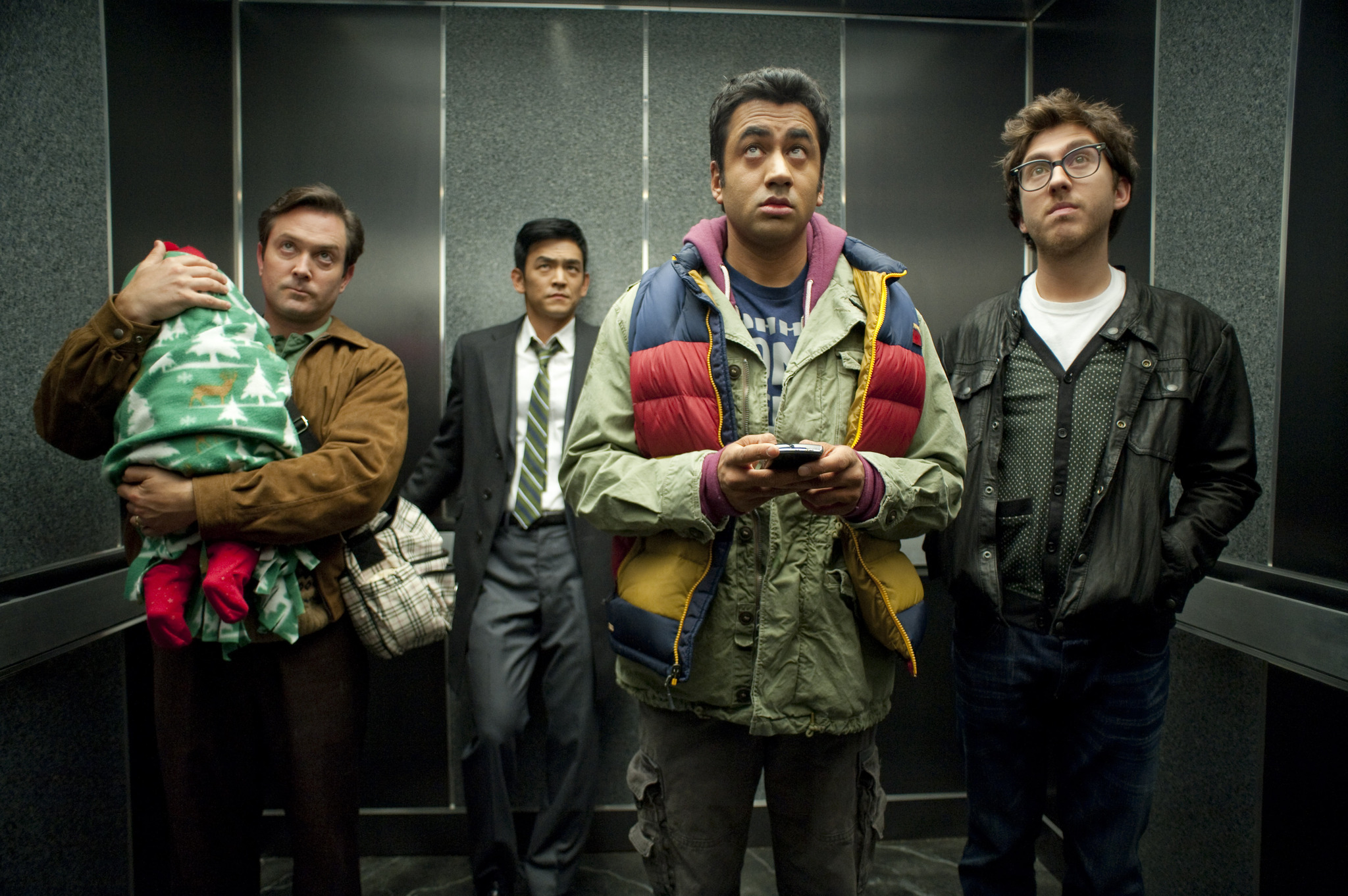 Still of John Cho, Thomas Lennon, Kal Penn and Amir Blumenfeld in A Very Harold & Kumar 3D Christmas (2011)